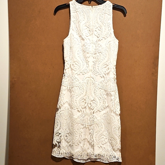 Ralph Lauren Evening White sleeveless lined sequin mixed texture dress Sz.4 - Picture 5 of 11